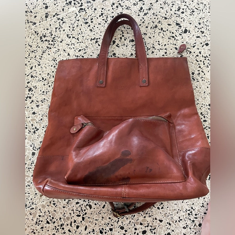 Medici Firenze Brown Leather Back Pack Brass Hardware